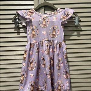 Charming Lavender Kids Dress with Bunny Design